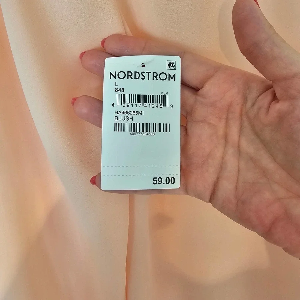 Halogen Blush Long Sleeve Ruffle Front Blouse L